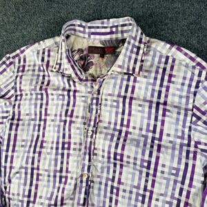 Ted Baker London Purple Check Dress Shirt 15.5 39 (Medium) Floral Cuff